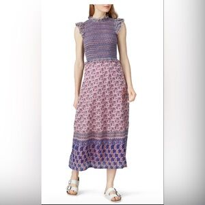 Sea New York Bianca Smocked Midi Dress, Size 8